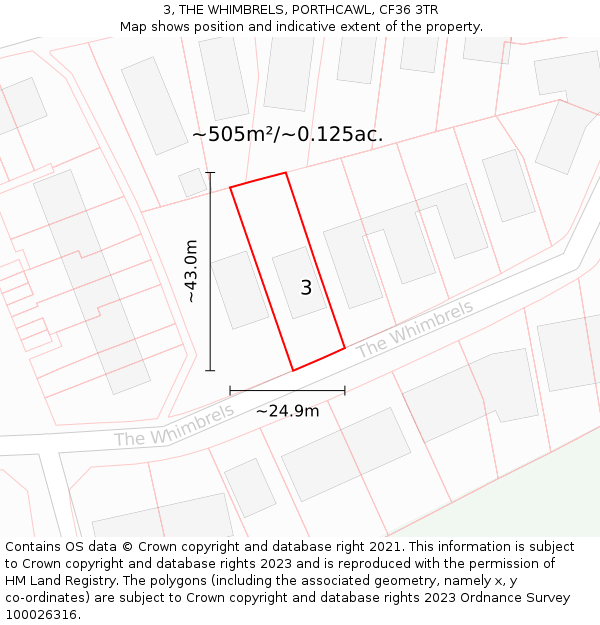 3, THE WHIMBRELS, PORTHCAWL, CF36 3TR: Plot and title map