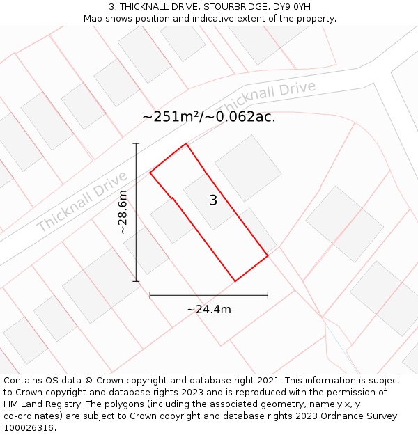 3, THICKNALL DRIVE, STOURBRIDGE, DY9 0YH: Plot and title map
