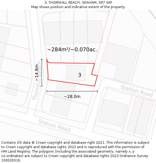 3, THORNHILL REACH, SEAHAM, SR7 0AF: Plot and title map