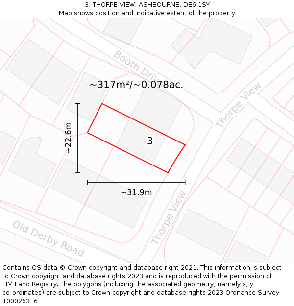 3, THORPE VIEW, ASHBOURNE, DE6 1SY: Plot and title map