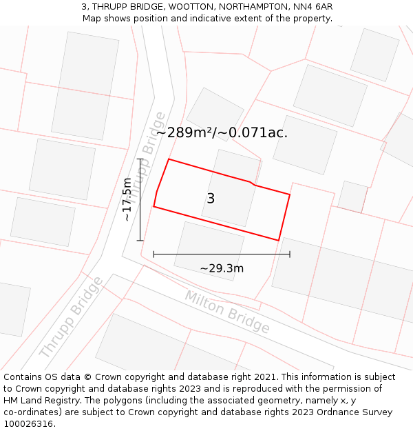3, THRUPP BRIDGE, WOOTTON, NORTHAMPTON, NN4 6AR: Plot and title map