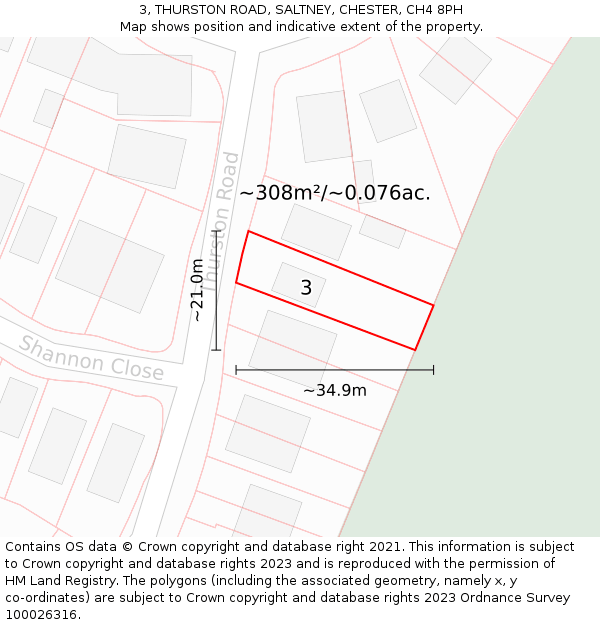 3, THURSTON ROAD, SALTNEY, CHESTER, CH4 8PH: Plot and title map