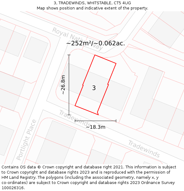 3, TRADEWINDS, WHITSTABLE, CT5 4UG: Plot and title map