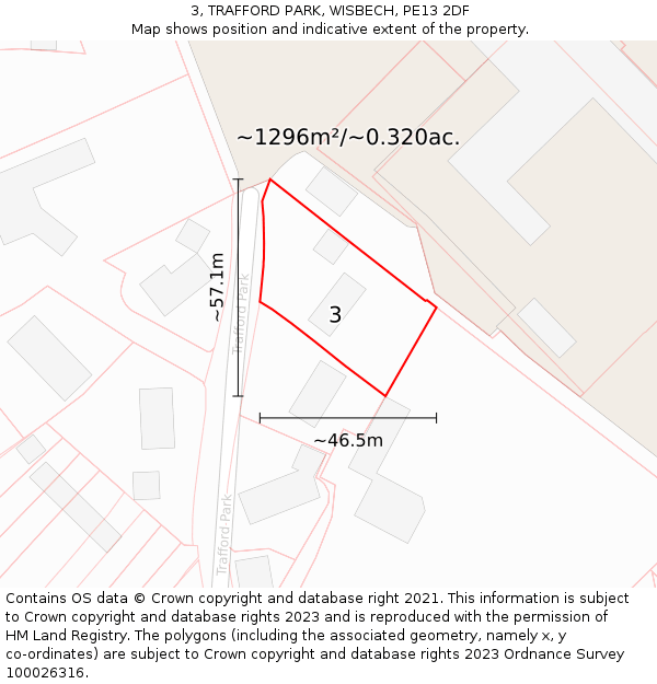 3, TRAFFORD PARK, WISBECH, PE13 2DF: Plot and title map