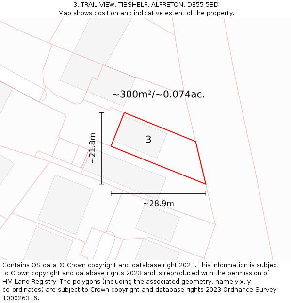 3, TRAIL VIEW, TIBSHELF, ALFRETON, DE55 5BD: Plot and title map