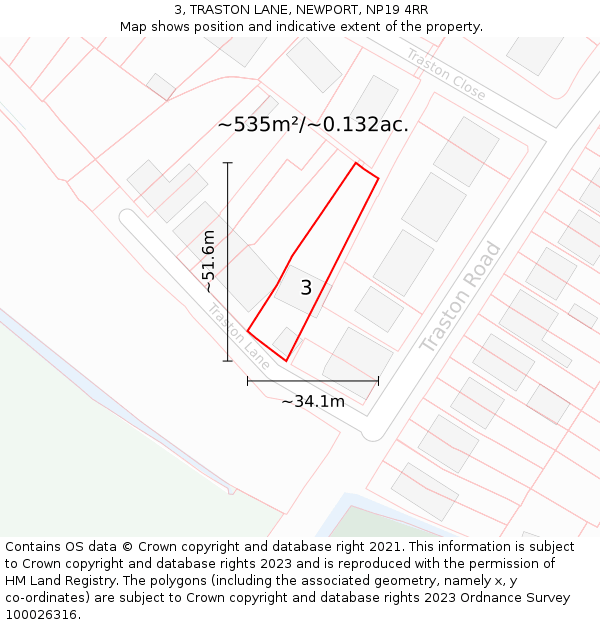 3, TRASTON LANE, NEWPORT, NP19 4RR: Plot and title map