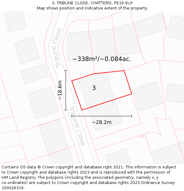3, TRIBUNE CLOSE, CHATTERIS, PE16 6UY: Plot and title map