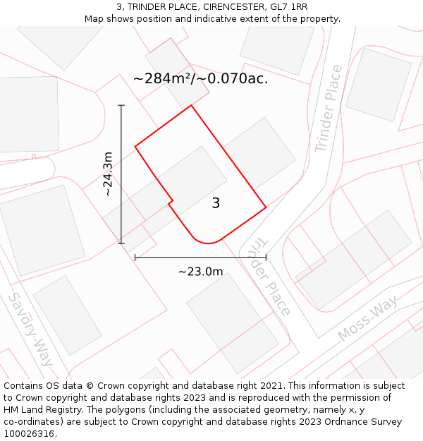 3, TRINDER PLACE, CIRENCESTER, GL7 1RR: Plot and title map
