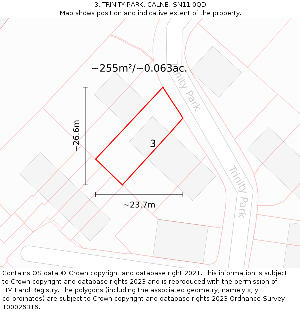 3, TRINITY PARK, CALNE, SN11 0QD: Plot and title map