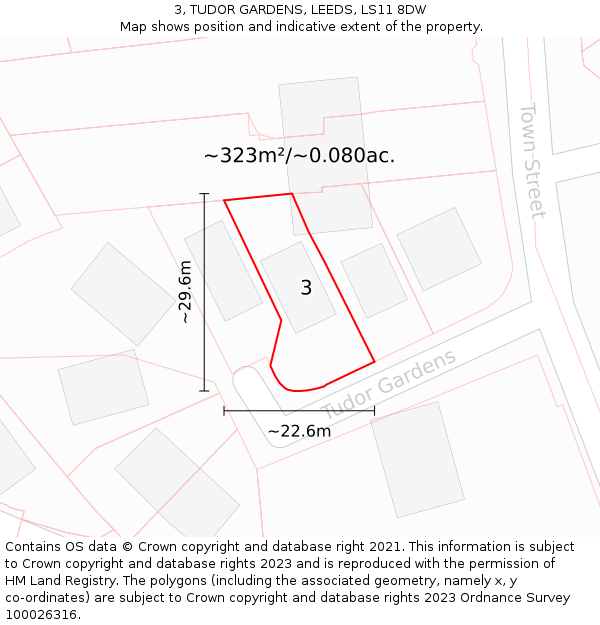 3, TUDOR GARDENS, LEEDS, LS11 8DW: Plot and title map