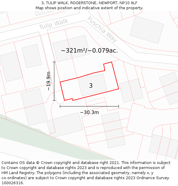 3, TULIP WALK, ROGERSTONE, NEWPORT, NP10 9LF: Plot and title map
