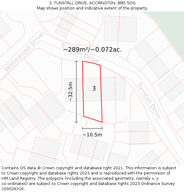 3, TUNSTALL DRIVE, ACCRINGTON, BB5 5DG: Plot and title map