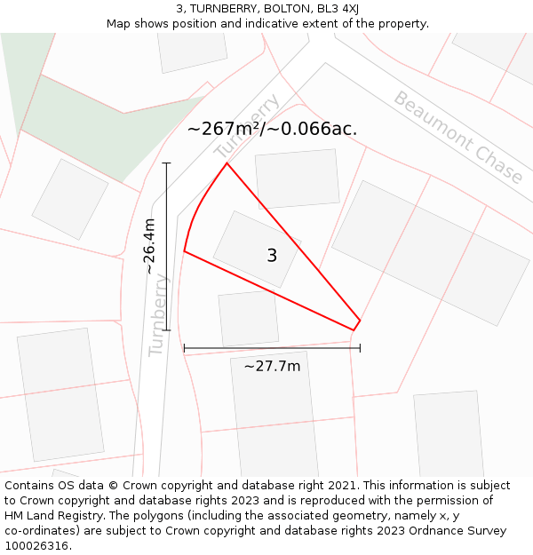 3, TURNBERRY, BOLTON, BL3 4XJ: Plot and title map