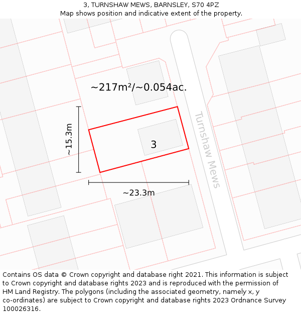 3, TURNSHAW MEWS, BARNSLEY, S70 4PZ: Plot and title map