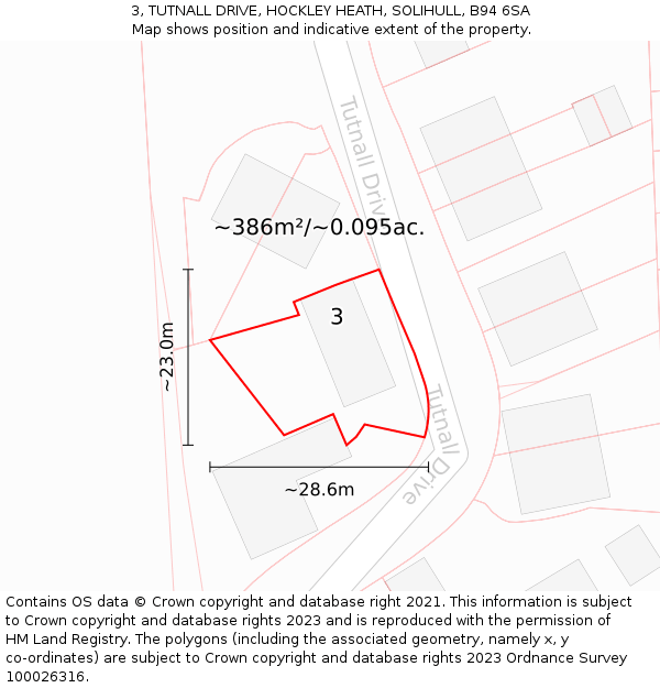 3, TUTNALL DRIVE, HOCKLEY HEATH, SOLIHULL, B94 6SA: Plot and title map
