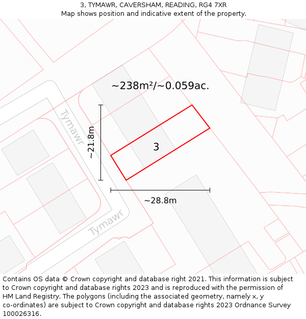 3, TYMAWR, CAVERSHAM, READING, RG4 7XR: Plot and title map