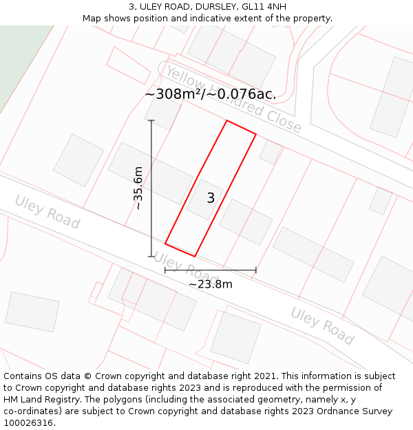 3, ULEY ROAD, DURSLEY, GL11 4NH: Plot and title map