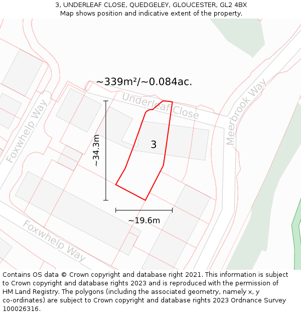 3, UNDERLEAF CLOSE, QUEDGELEY, GLOUCESTER, GL2 4BX: Plot and title map