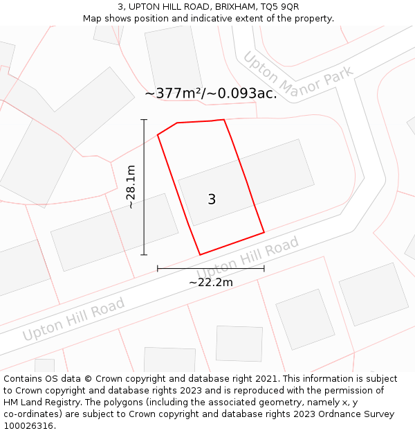 3, UPTON HILL ROAD, BRIXHAM, TQ5 9QR: Plot and title map