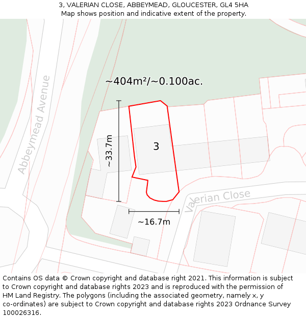 3, VALERIAN CLOSE, ABBEYMEAD, GLOUCESTER, GL4 5HA: Plot and title map