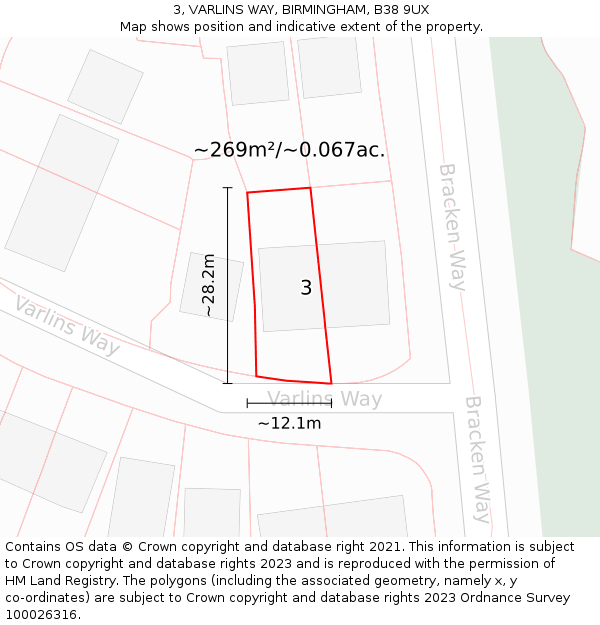 3, VARLINS WAY, BIRMINGHAM, B38 9UX: Plot and title map