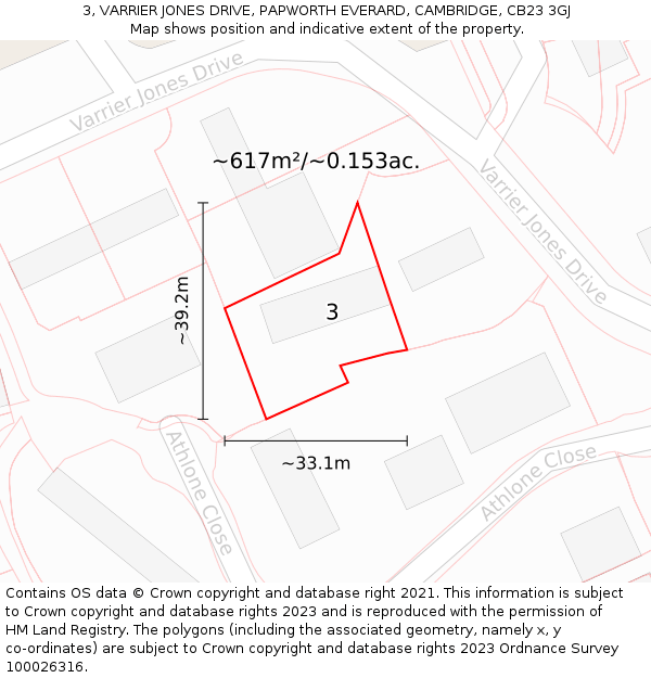 3, VARRIER JONES DRIVE, PAPWORTH EVERARD, CAMBRIDGE, CB23 3GJ: Plot and title map