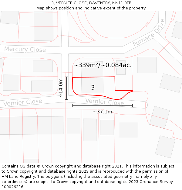 3, VERNIER CLOSE, DAVENTRY, NN11 9FR: Plot and title map