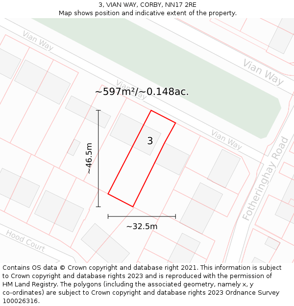 3, VIAN WAY, CORBY, NN17 2RE: Plot and title map