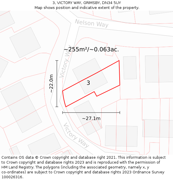 3, VICTORY WAY, GRIMSBY, DN34 5UY: Plot and title map