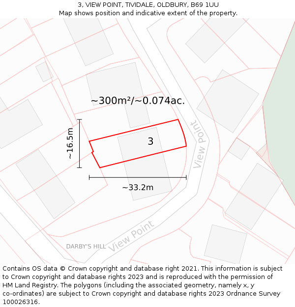 3, VIEW POINT, TIVIDALE, OLDBURY, B69 1UU: Plot and title map