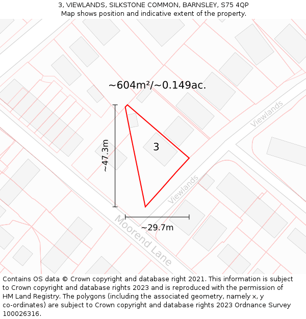 3, VIEWLANDS, SILKSTONE COMMON, BARNSLEY, S75 4QP: Plot and title map