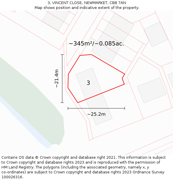 3, VINCENT CLOSE, NEWMARKET, CB8 7AN: Plot and title map