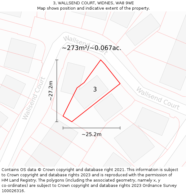 3, WALLSEND COURT, WIDNES, WA8 9WE: Plot and title map