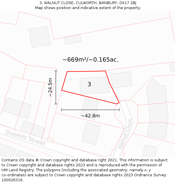 3, WALNUT CLOSE, CULWORTH, BANBURY, OX17 2BJ: Plot and title map