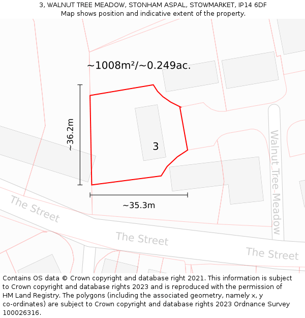 3, WALNUT TREE MEADOW, STONHAM ASPAL, STOWMARKET, IP14 6DF: Plot and title map