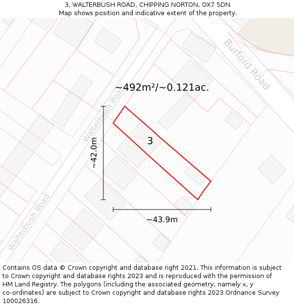 3, WALTERBUSH ROAD, CHIPPING NORTON, OX7 5DN: Plot and title map