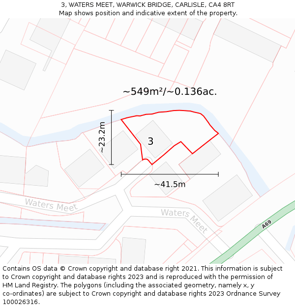 3, WATERS MEET, WARWICK BRIDGE, CARLISLE, CA4 8RT: Plot and title map