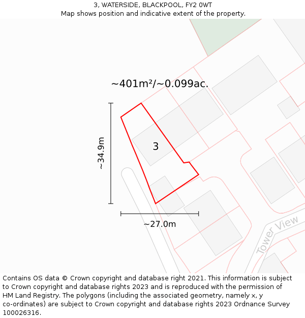 3, WATERSIDE, BLACKPOOL, FY2 0WT: Plot and title map