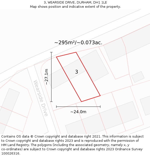 3, WEARSIDE DRIVE, DURHAM, DH1 1LE: Plot and title map