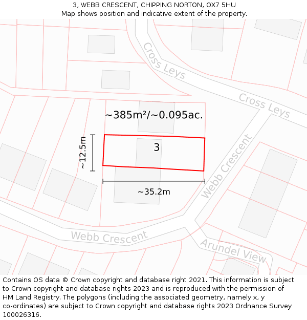 3, WEBB CRESCENT, CHIPPING NORTON, OX7 5HU: Plot and title map