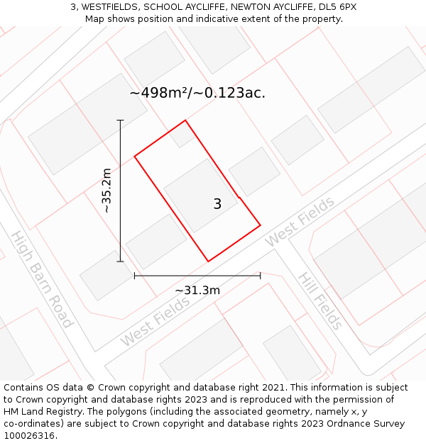 3, WESTFIELDS, SCHOOL AYCLIFFE, NEWTON AYCLIFFE, DL5 6PX: Plot and title map