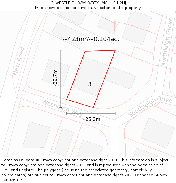 3, WESTLEIGH WAY, WREXHAM, LL11 2HJ: Plot and title map