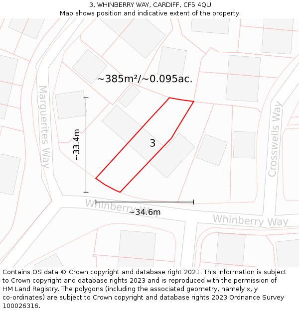 3, WHINBERRY WAY, CARDIFF, CF5 4QU: Plot and title map