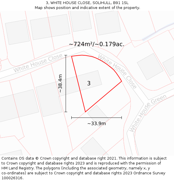 3, WHITE HOUSE CLOSE, SOLIHULL, B91 1SL: Plot and title map
