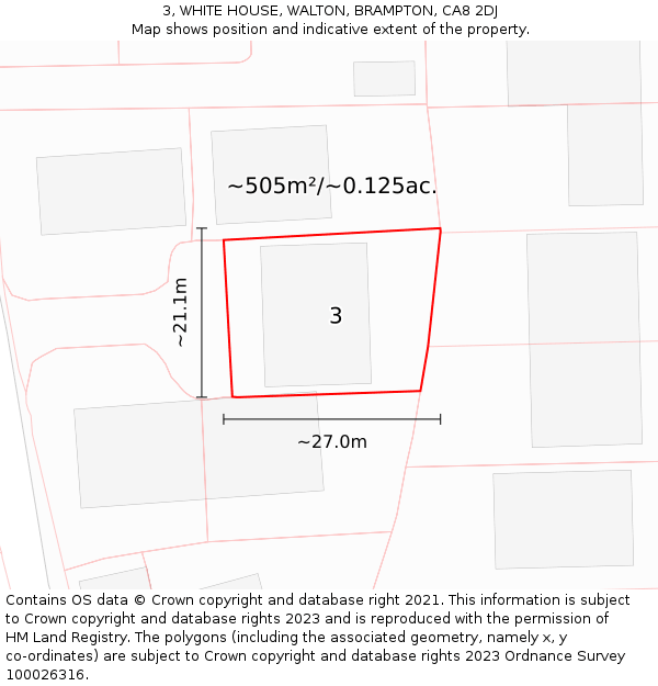 3, WHITE HOUSE, WALTON, BRAMPTON, CA8 2DJ: Plot and title map