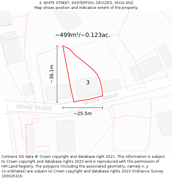 3, WHITE STREET, EASTERTON, DEVIZES, SN10 4NZ: Plot and title map