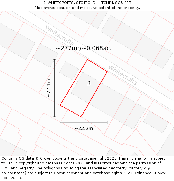 3, WHITECROFTS, STOTFOLD, HITCHIN, SG5 4EB: Plot and title map