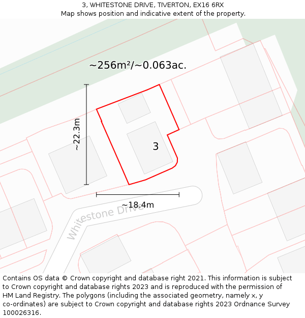 3, WHITESTONE DRIVE, TIVERTON, EX16 6RX: Plot and title map