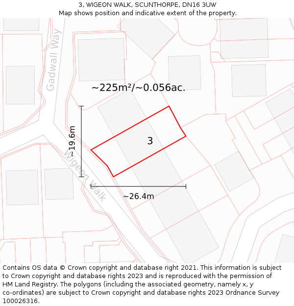 3, WIGEON WALK, SCUNTHORPE, DN16 3UW: Plot and title map