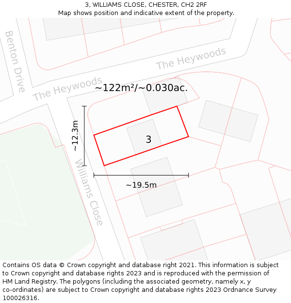 3, WILLIAMS CLOSE, CHESTER, CH2 2RF: Plot and title map
